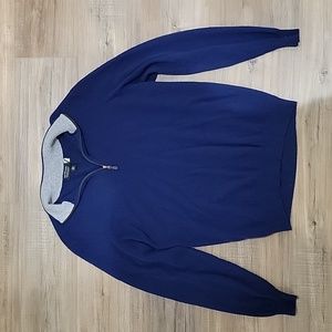 Saks Fifth Avenue Navy 100% Scottish Cashmere Quarter Zip Sweater